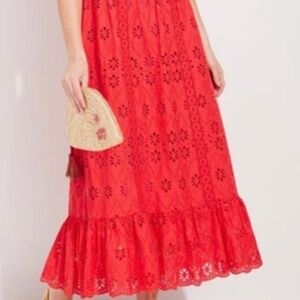 Red Vineyard Vines Eyelet Lace Flutter Dress - Stunning